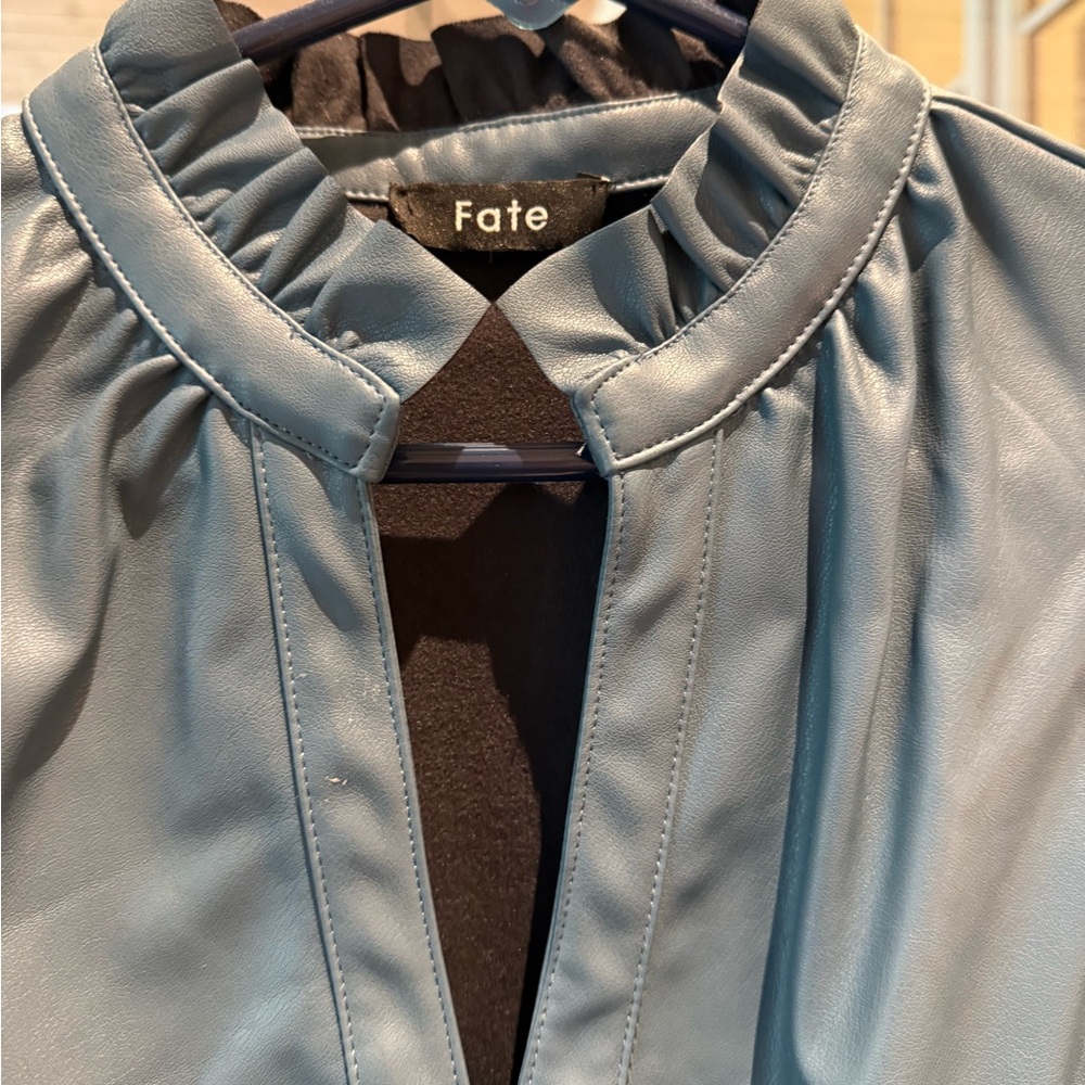 Blue Faux Leather Sleeveless Dress - Picture 2 of 2